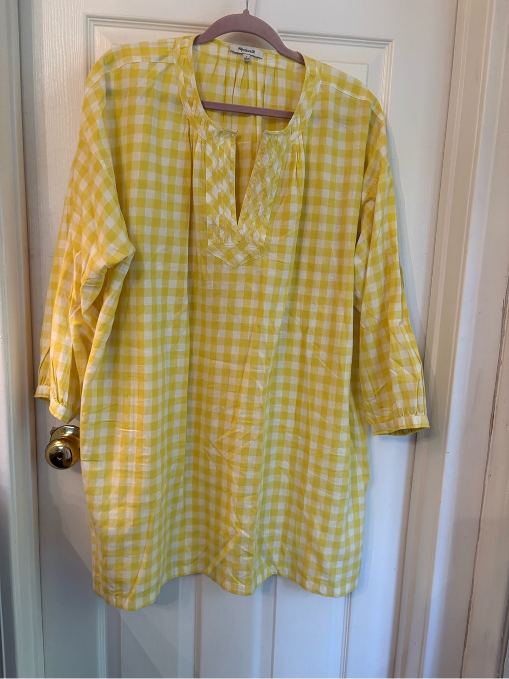 Madewell Yellow Gingham Tunic Top